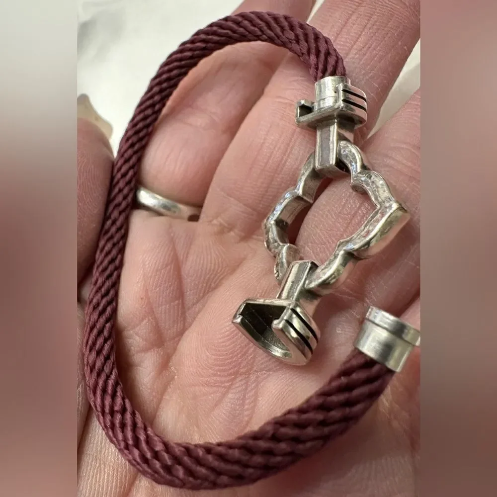 Brighton Burgundy Rope Bracelet with Silver-Tone Clasp & Crystal Accents